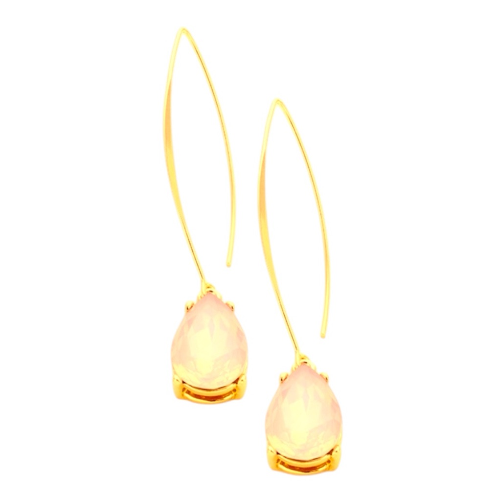 Elegant Gold And Pink Teardrop Earrings